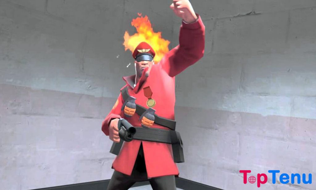 Burning Team Captain Hat in Team Fortress 2